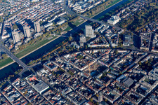 Luftbild von Neckarufer Nord Bebauung im Ortsteil Neckarstadt-Ost in Mannheim im Bundesland Baden-Württemberg, Deutschland