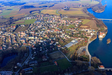 Ortsübersicht am Ufer des Inn in Neuhaus am Inn im Bundesland Bayern, Deutschland