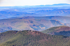 Luftbild von Radiosender Weinbiet und Weinbiethaus im Winter aus Süden im Ortsteil Haardt in Neustadt an der Weinstraße im Bundesland Rheinland-Pfalz, Deutschland