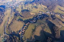 Dorfansicht aus Westen im Ortsteil Steinau in Fischbachtal im Bundesland Hessen, Deutschland