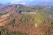 Kaiserturm und Radarturm Neunkircher Höhe im Ortsteil Gadernheim in Lautertal im Bundesland Hessen, Deutschland