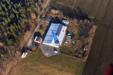 Fliegerklause und Hangar des Flugplatz Vielbrunn in Michelstadt im Bundesland Hessen, Deutschland