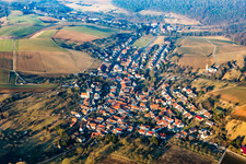 Luftaufnahme von Dorf - Ansicht im Ortsteil Wiebelsbach in Groß-Umstadt im Bundesland Hessen, Deutschland