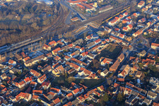 Bahnhof und Minnefeld in Dieburg im Bundesland Hessen, Deutschland