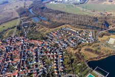 Phillipsburger Altrhein aus Osten und Freyersee im Winter ohne Schnee in Philippsburg im Bundesland Baden-Württemberg, Deutschland