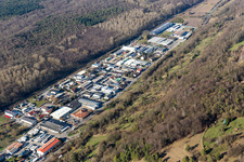 Luftbild von Industriegebiet Im Schollengarten im Ortsteil Untergrombach in Bruchsal im Bundesland Baden-Württemberg, Deutschland