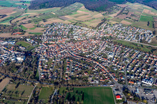 Luftaufnahme von Ortsteil Heidelsheim in Bruchsal im Bundesland Baden-Württemberg, Deutschland