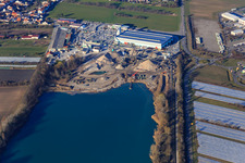Betonsee mit Betonwerk Fehr Technologies aus Südwesten im Ortsteil Wiesental in Waghäusel im Bundesland Baden-Württemberg, Deutschland