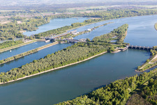 Luftbild von Iffezheim, Schleuse in Roppenheim im Bundesland Bas-Rhin, Frankreich