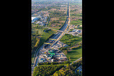 Luftbild von Züblin Bahntunnelbaustelle in Ötigheim im Bundesland Baden-Württemberg, Deutschland