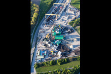 Luftaufnahme von Baustelle mit Tunnelführungsarbeiten für die Streckenführung und den Verlauf der ICE Neubaustrecke Karlsruhe-Basel in Ötigheim im Bundesland Baden-Württemberg, Deutschland