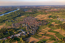 Ortsübersicht in den Rheinauen aus Südwesten in Au am Rhein im Bundesland Baden-Württemberg, Deutschland