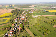 Dorf - Ansicht am Rande von landwirtschaftlichen Feldern und Nutzflächen in Gunstett in Grand Est in Oberdorf-Spachbach im Bundesland Bas-Rhin, Frankreich