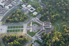 Schrägluftbild von Schloßplatz im Ortsteil Innenstadt-West in Karlsruhe im Bundesland Baden-Württemberg, Deutschland