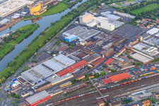 Gewerbegebiet SKF zwischen B26 und Uferstraße mit SKF Gmbh Werk 2 und  ZF Friedrichshafen AG - ZF Aftermarket im Ortsteil Oberndorf in Schweinfurt im Bundesland Bayern, Deutschland