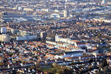 Luftbild von Almenhof von Süden im Ortsteil Lindenhof in Mannheim im Bundesland Baden-Württemberg, Deutschland
