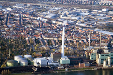 GKM von Süden im Ortsteil Rheinau in Mannheim im Bundesland Baden-Württemberg, Deutschland