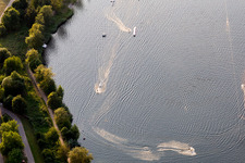 Schrägluftbild von Sankt Leon, St. Leoner See, Wasserskianlage in St. Leon-Rot im Bundesland Baden-Württemberg, Deutschland