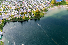 Sankt Leon, St. Leoner See, Wasserskianlage in St. Leon-Rot im Bundesland Baden-Württemberg, Deutschland von oben gesehen