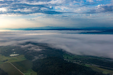 Nebel überm Brandbühl Rastplatz an der B33 bis zum Bodensee im Ortsteil Güttingen in Radolfzell am Bodensee im Bundesland Baden-Württemberg, Deutschland