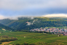 Burg Landeck wolkenverhangen in Klingenmünster im Bundesland Rheinland-Pfalz, Deutschland