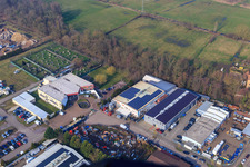 Buschurweg mit Zeich Metallbau GmbH, ArcoSYS Computervertriebs GmbH, Frey Metalltechnik, Inh. Dipl.-Ing. Matthias Frey e.K. und PLAY POINT Spielhalle im Ortsteil Minderslachen in Kandel im Bundesland Rheinland-Pfalz, Deutschland