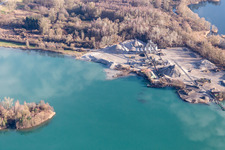 Huttenheim, Kieswerk am Baggersee im Ortsteil Neudorf in Graben-Neudorf im Bundesland Baden-Württemberg, Deutschland