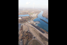 Luftbild von Lauterbourg, neuer Rheinhafen im Bundesland Bas-Rhin, Frankreich
