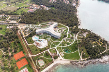 Schrägluftbild von Rovinj im Bundesland Gespanschaft Istrien, Kroatien