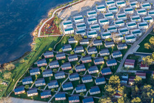 Luftbild von Ferienhaus Anlage Valkanela an der Adriaküste in Vrsar in Istrien - Istarska zupanija im Ortsteil Stancija Valkanela im Bundesland Gespanschaft Istrien, Kroatien