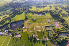 Schrägluftbild von Vestiges Romaines / römische Ausgrabungen im Ortsteil Reinheim in Gersheim im Bundesland Saarland, Deutschland