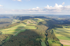 Luftbild von Ortsteil Boxbrunn im Odenwald in Amorbach im Bundesland Bayern, Deutschland