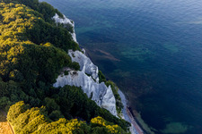 Kreidefelsen an der felsigen Steilküste des Møns Klint auf der Ostsee-Insel Møn in Borre in Region Själland im Bundesland Sjælland, Dänemark