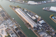Luftaufnahme von Ortsteil Rheinhafen in Karlsruhe im Bundesland Baden-Württemberg, Deutschland