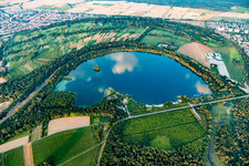 Luftaufnahme von Leopoldshafen, Baggerseen in Eggenstein-Leopoldshafen im Bundesland Baden-Württemberg, Deutschland
