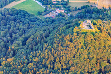 Burgruine Lindelbrunn in Vorderweidenthal im Bundesland Rheinland-Pfalz, Deutschland vom Flugzeug aus