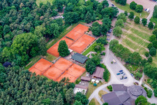 Tennisclub Rülzheim im Bundesland Rheinland-Pfalz, Deutschland vom Flugzeug aus