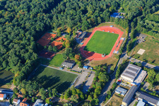 Luftaufnahme von Bienwaldstadion in Kandel im Bundesland Rheinland-Pfalz, Deutschland