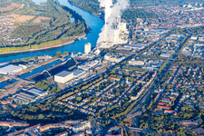 Drohnenaufname von Ortsteil Rheinau in Mannheim im Bundesland Baden-Württemberg, Deutschland