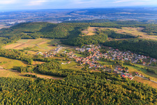 Dorfansicht aus Westen im Ortsteil Oberschleichach in Oberaurach im Bundesland Bayern, Deutschland
