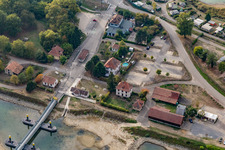 Luftbild von Seltz/Plittersdorf: Solarfähre über den Rhein in Rastatt im Bundesland Baden-Württemberg, Deutschland