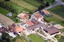 Wiesenstr im Ortsteil Mühlhofen in Billigheim-Ingenheim im Bundesland Rheinland-Pfalz, Deutschland aus der Drohnenperspektive