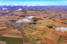 Dorfansicht aus Süden im Ortsteil Eßleben in Werneck im Bundesland Bayern, Deutschland