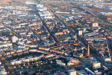Ortsteil Oststadt in Karlsruhe im Bundesland Baden-Württemberg, Deutschland aus der Vogelperspektive