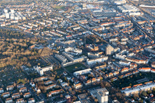 Luftbild von Max Rubner Institut, Höpfner Brauerei Burghof im Ortsteil Oststadt in Karlsruhe im Bundesland Baden-Württemberg, Deutschland