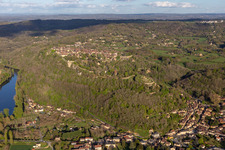 Luftbild von Citadelle in Domme im Bundesland Dordogne, Frankreich