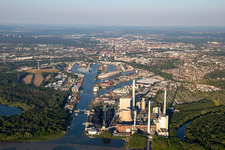 Ortsteil Rheinhafen in Karlsruhe im Bundesland Baden-Württemberg, Deutschland von oben