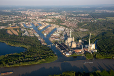 Ortsteil Rheinhafen in Karlsruhe im Bundesland Baden-Württemberg, Deutschland aus der Luft