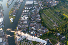 Ortsteil Rheinhafen in Karlsruhe im Bundesland Baden-Württemberg, Deutschland vom Flugzeug aus