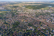 Stadtgebiet mit Außenbezirken und Innenstadtbereich in Offenburg im Bundesland Baden-Württemberg, Deutschland